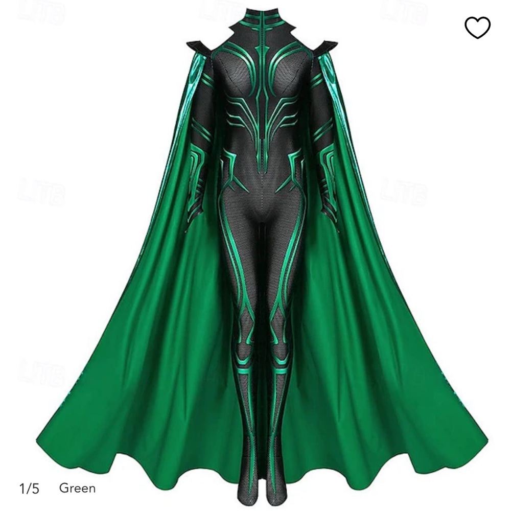 Green and Black Superhero Costume with Cape